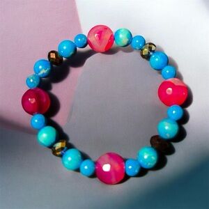 African Turquoise & Agate Crystal Bracelet